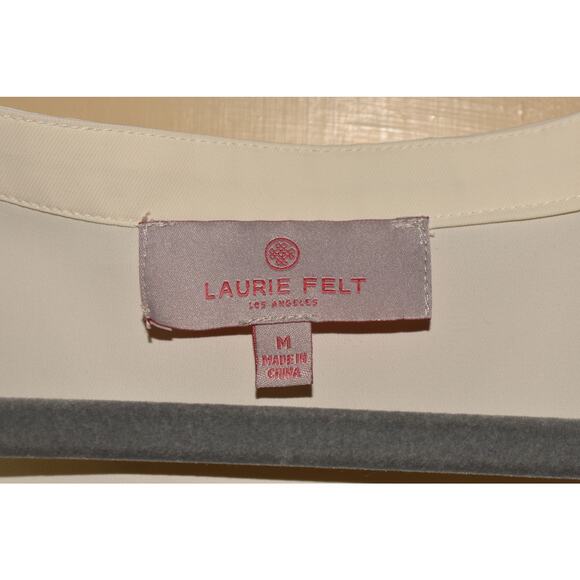 LAURIE FELT $75 Cloud‎ 9 Split Neck Long Sleeve Blouse Ivory Medium - Picture 3 of 3